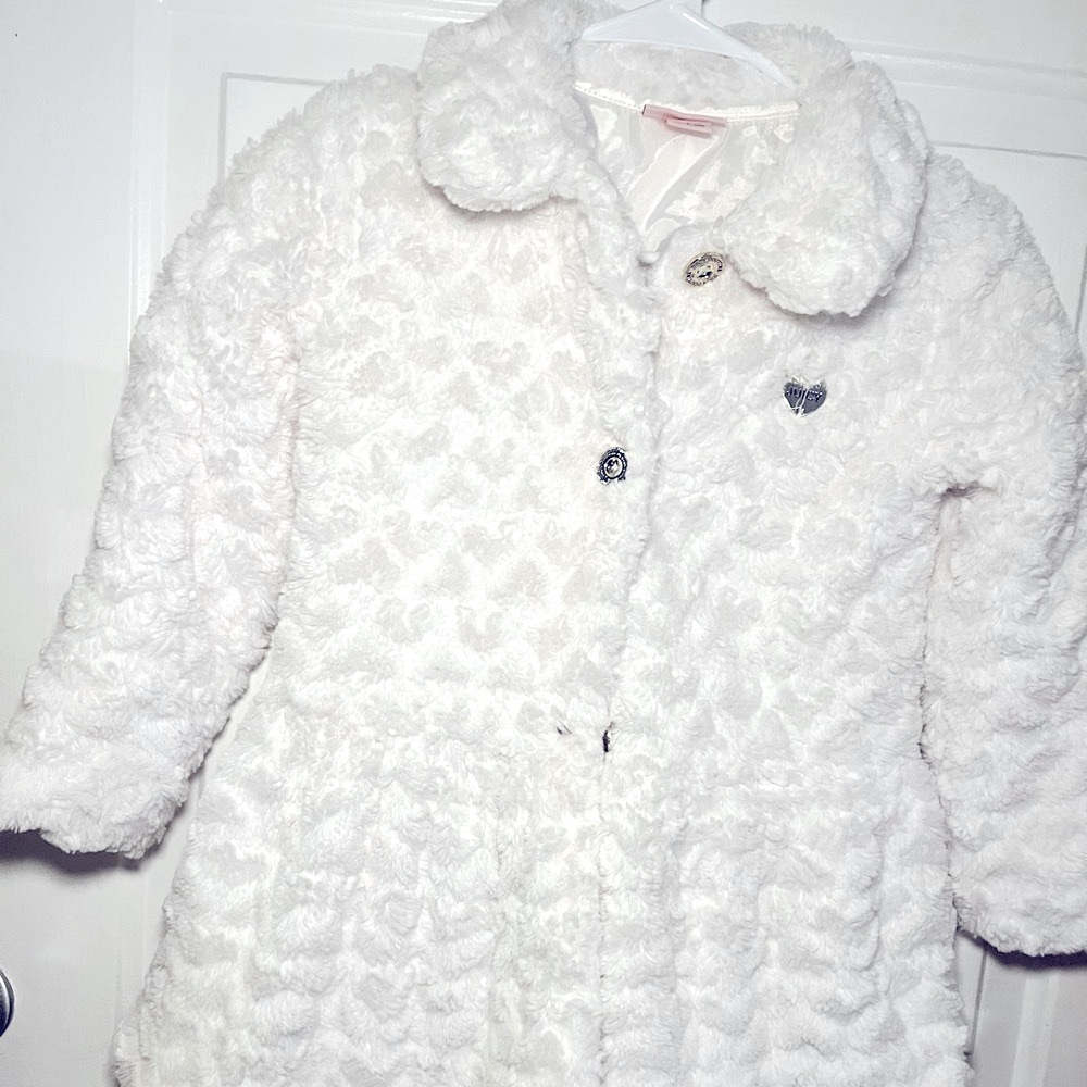 Juicy Couture White Furry Kids Coat Size 7